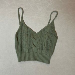 Green knit crop top